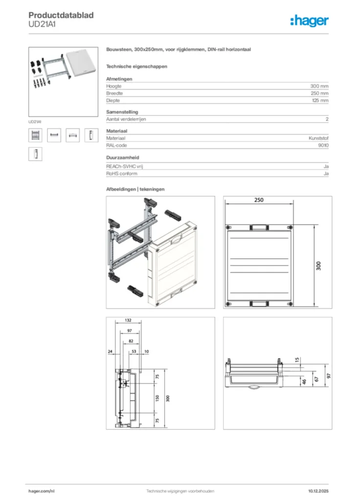 Afbeelding Hager Productdatablad UD21A1 | Hager Nederland
