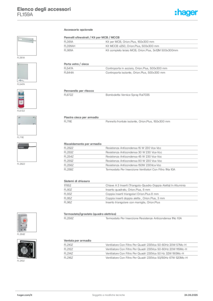 Immagine Hager Scheda tecnica del prodotto FL159A | Hager Italia
