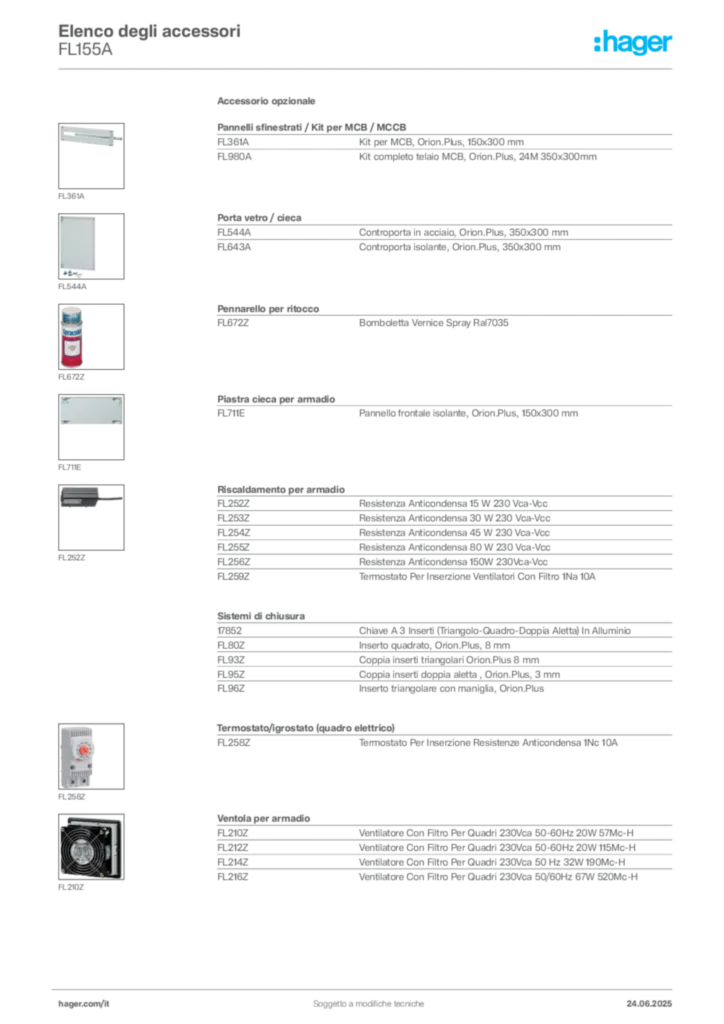 Immagine Hager Scheda tecnica del prodotto FL155A | Hager Italia