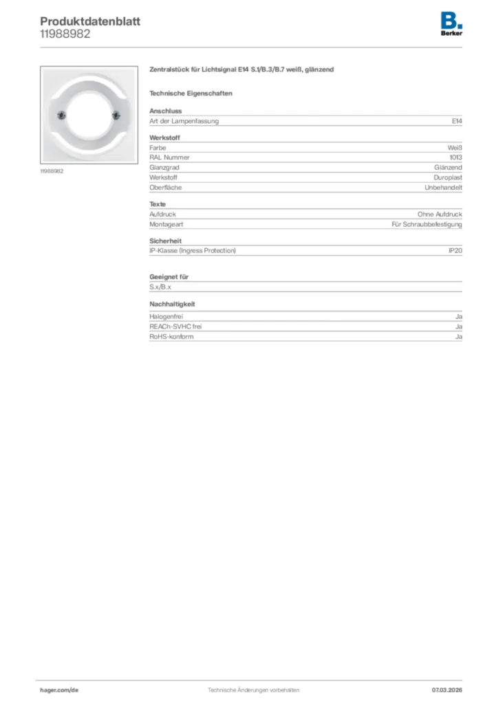 Bild Berker Produktdatenblatt 11988982 | Hager Deutschland