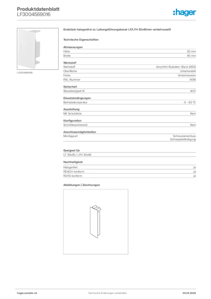 Bild Hager Produktdatenblatt LF3004569016 | Hager Schweiz