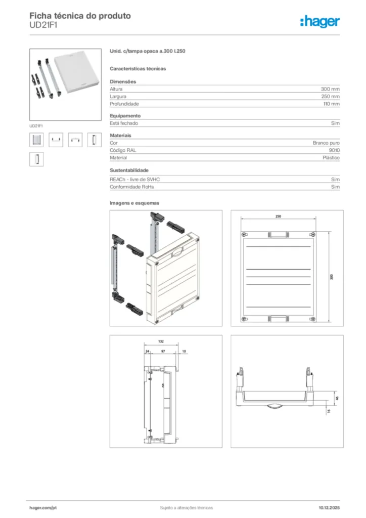 Imagem Hager Ficha técnica do produto UD21F1 | Hager Portugal