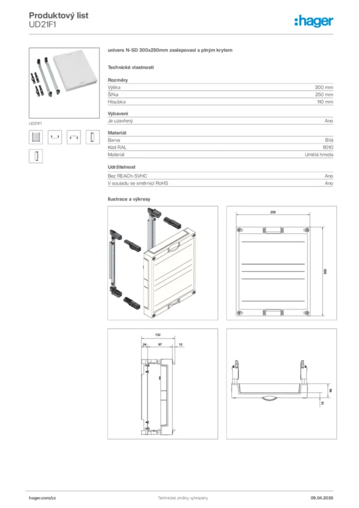 Obrázek Hager Product data sheet UD21F1 | Hager