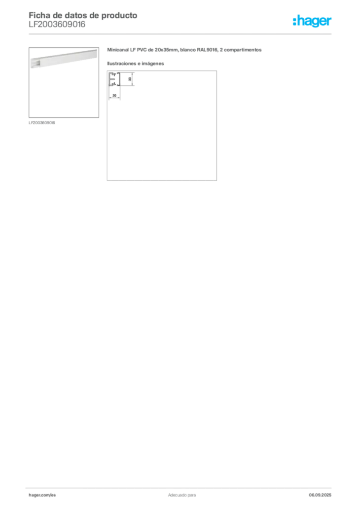 Imagen Hager Ficha de datos de producto LF2003609016 | Hager España