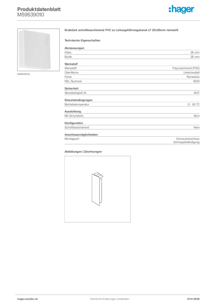 Bild Hager Produktdatenblatt M59539010 | Hager Schweiz