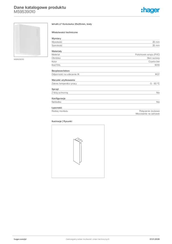 Zdjęcie Hager Karta katalogowa M59539010 | Hager Polska