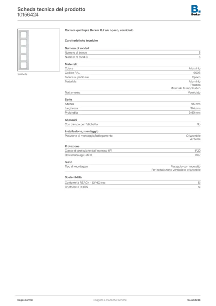 Immagine Berker Scheda tecnica del prodotto 10156424 | Hager Italia
