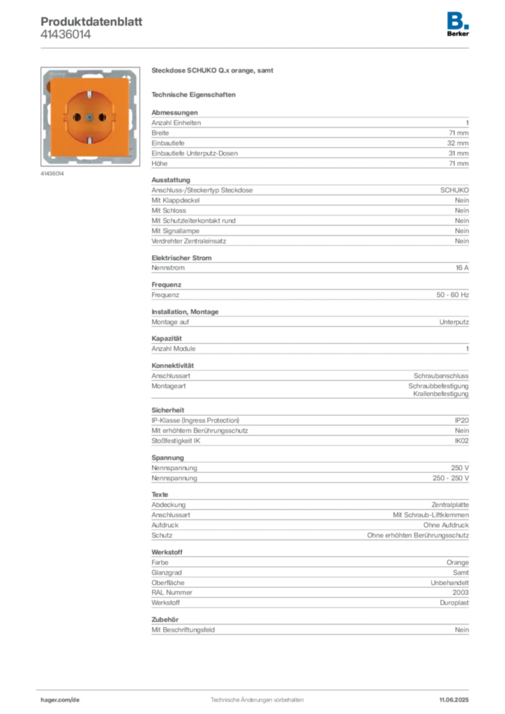Berker Produktdatenblatt 41436014