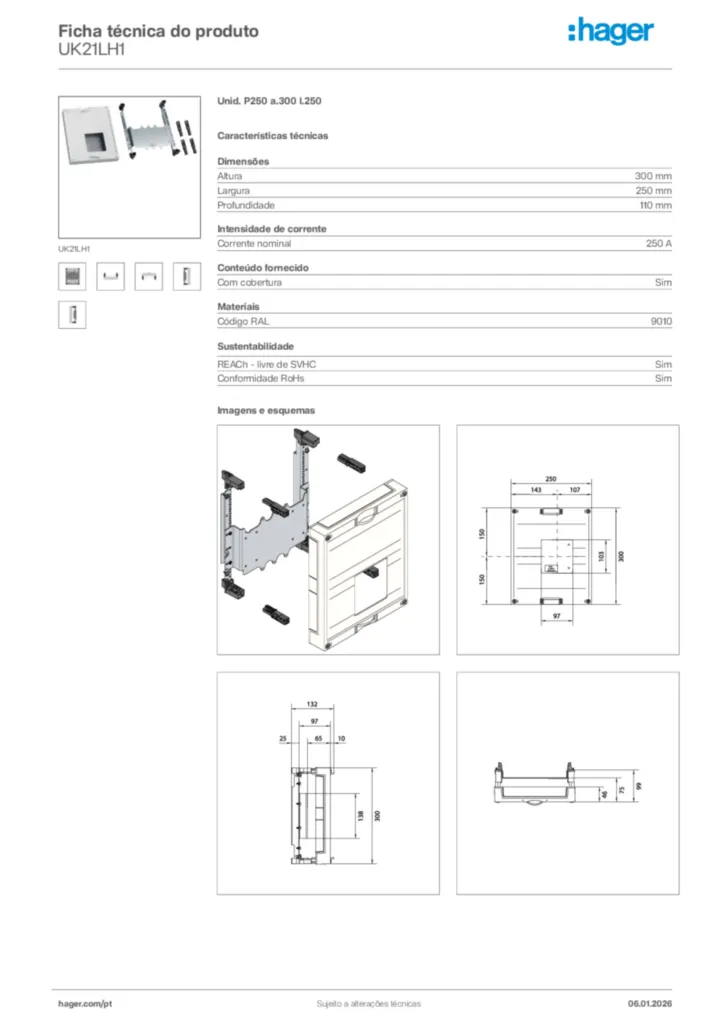 Imagem Hager Ficha técnica do produto UK21LH1 | Hager Portugal