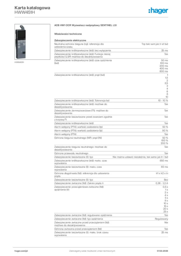 Zdjęcie Hager Karta katalogowa HWW451H | Hager Polska