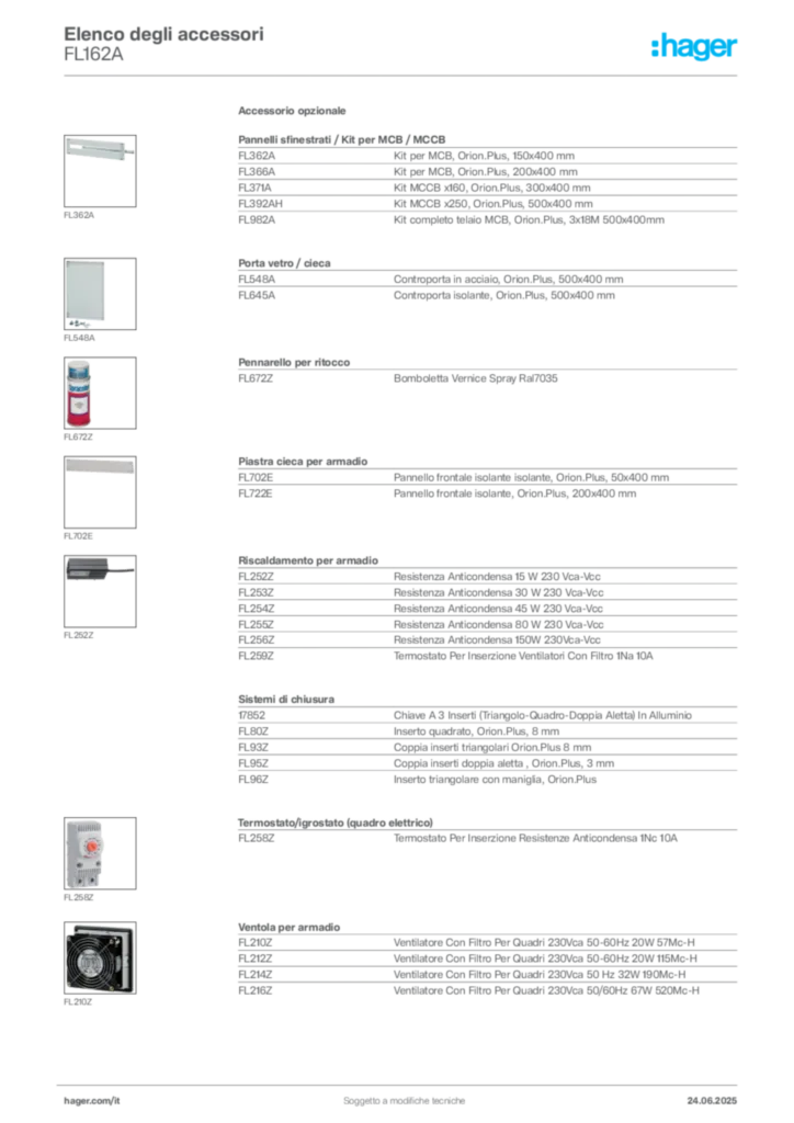 Immagine Hager Scheda tecnica del prodotto FL162A | Hager Italia
