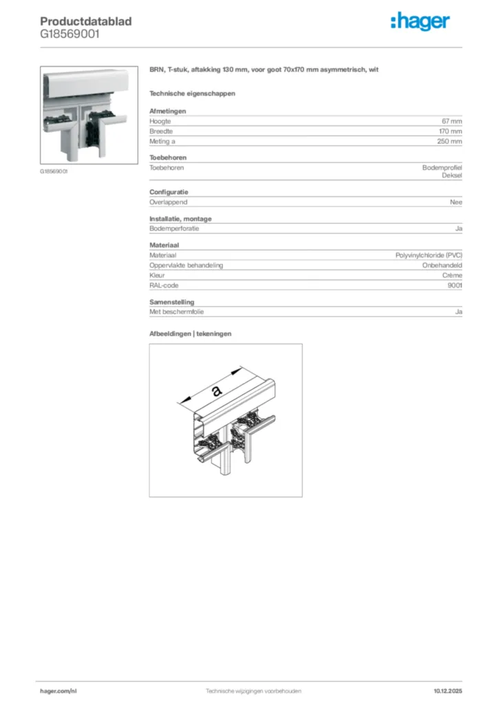 Afbeelding Hager Productdatablad G18569001 | Hager Nederland