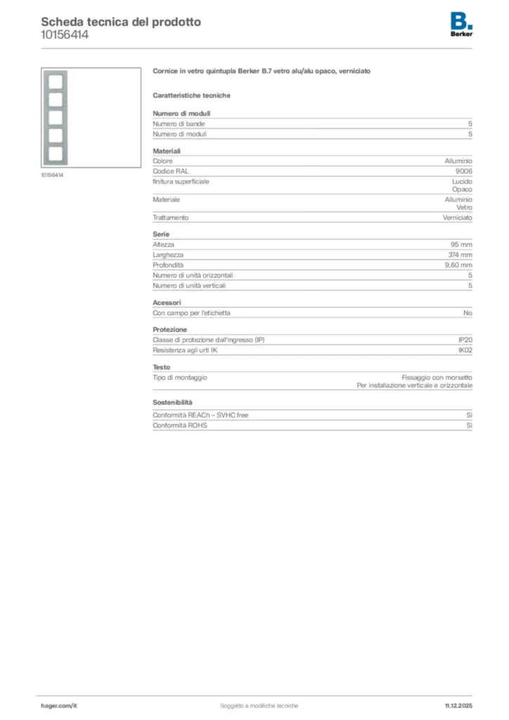 Immagine Berker Scheda tecnica del prodotto 10156414 | Hager Italia