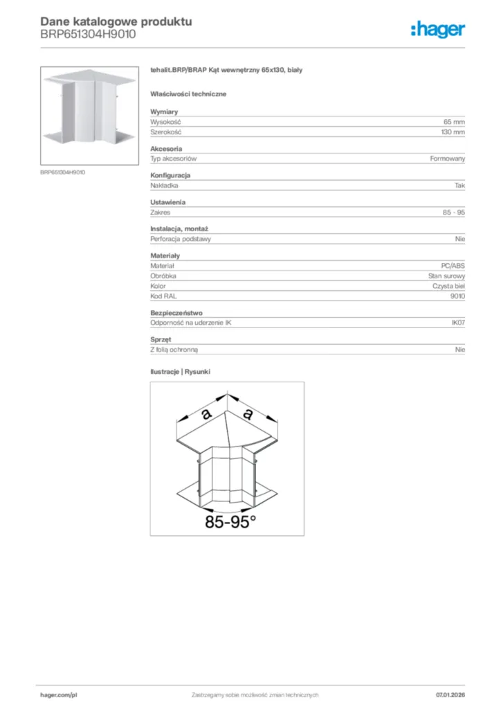 Zdjęcie Hager Karta katalogowa BRP651304H9010 | Hager Polska