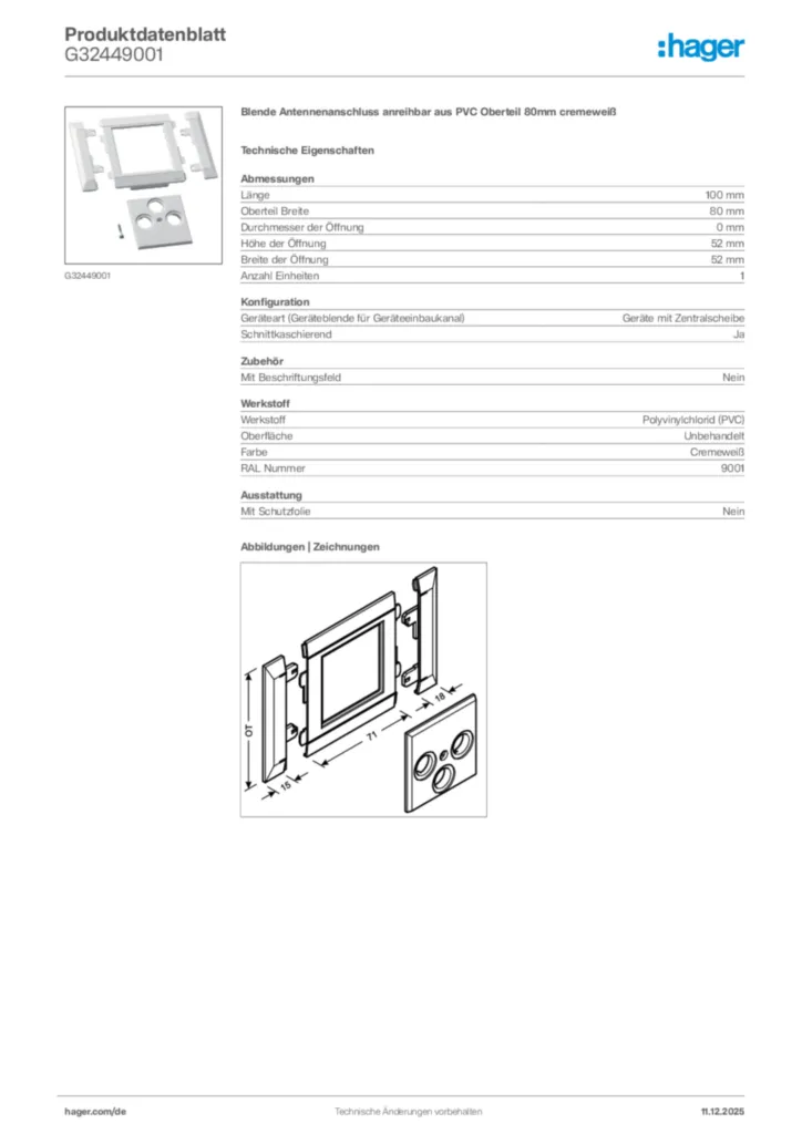 Bild Hager Produktdatenblatt G32449001 | Hager Deutschland