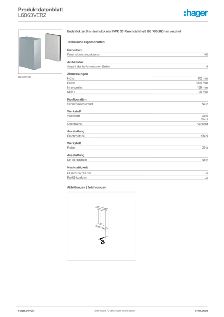 Bild Hager Produktdatenblatt L6863VERZ | Hager Deutschland