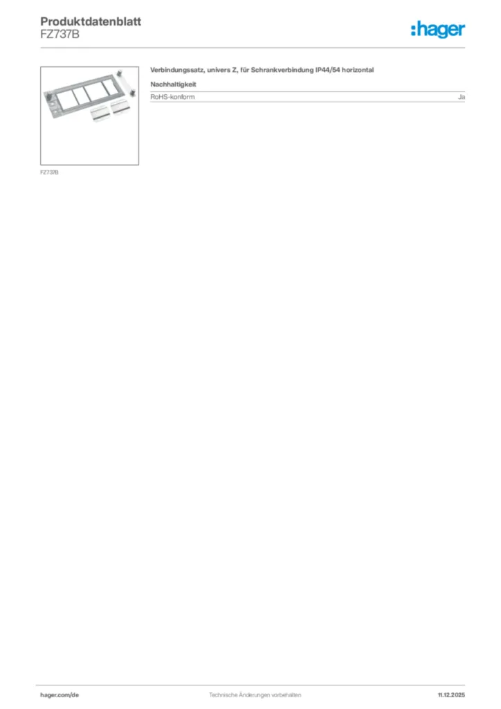Hager Produktdatenblatt FZ737B