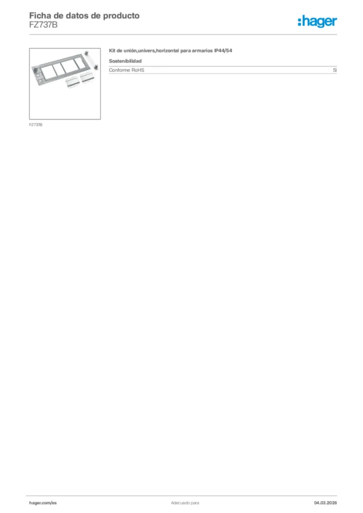 Imagen Hager Ficha de datos de producto FZ737B | Hager España