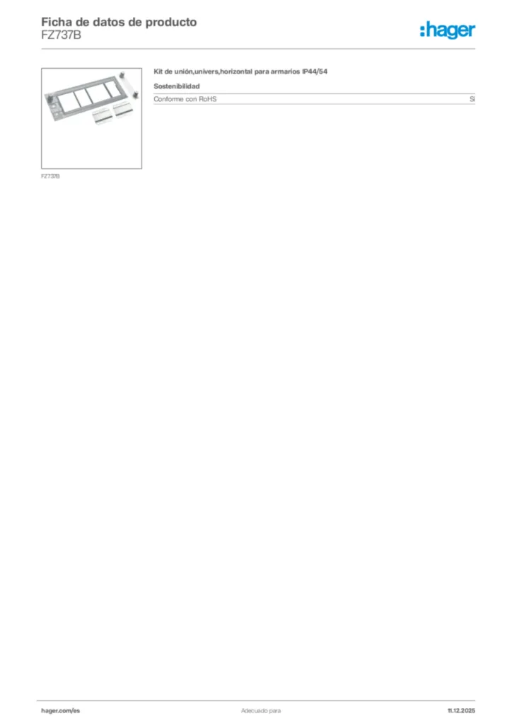 Imagen Hager Ficha de datos de producto FZ737B | Hager España