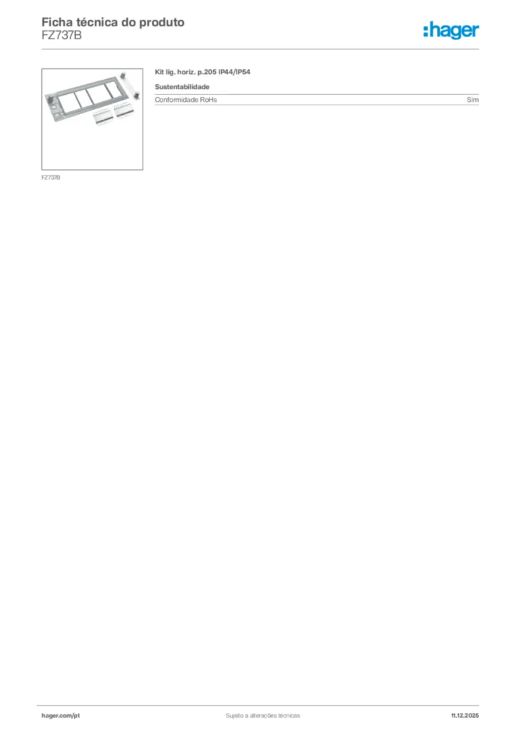 Imagem Hager Ficha técnica do produto FZ737B | Hager Portugal
