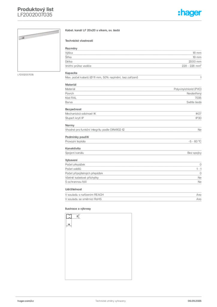 Obrázek Hager Produktový list LF2002007035 | Hager