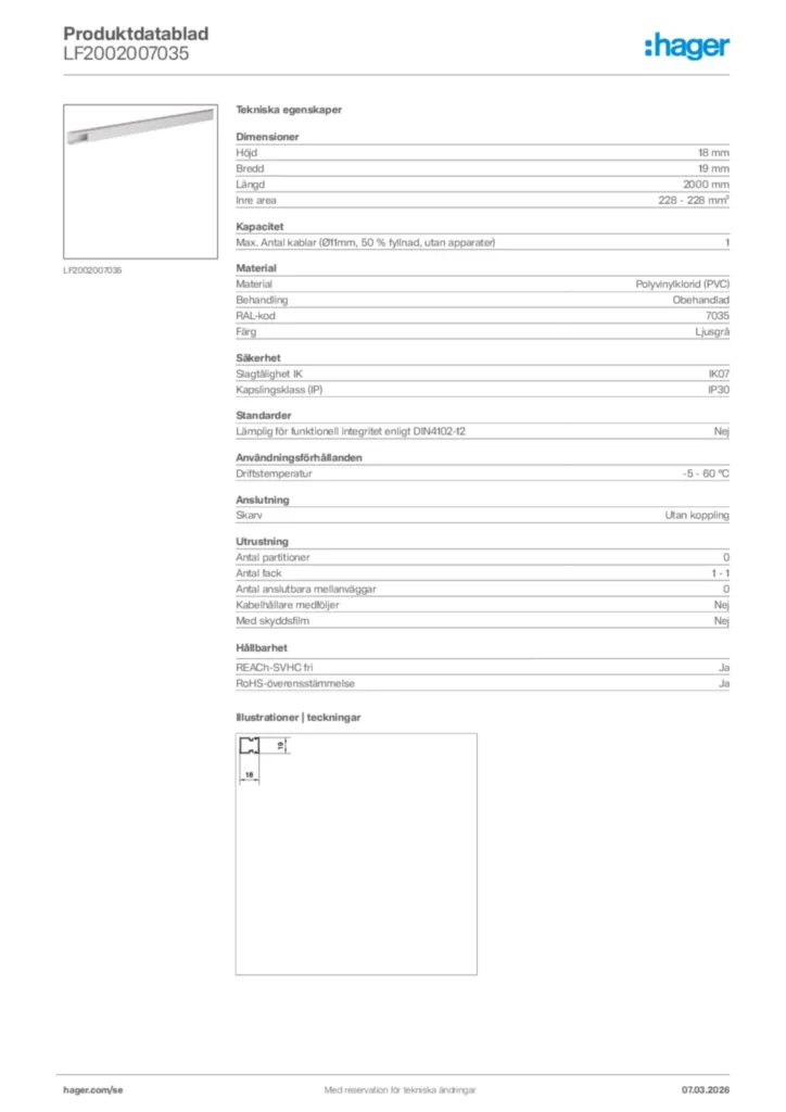 Bild Hager Produktdatablad LF2002007035 | Hager Sverige