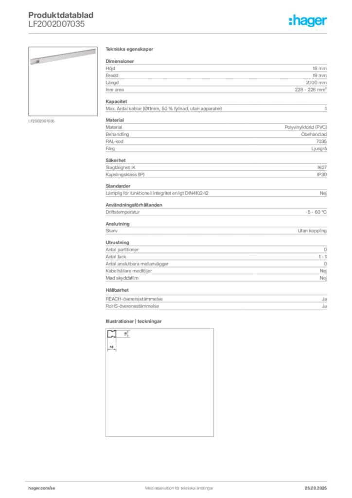 Bild Hager Produktdatablad LF2002007035 | Hager Sverige