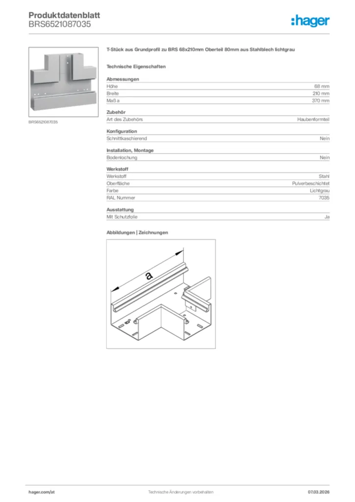 Bild Hager Produktdatenblatt BRS6521087035 | Hager Deutschland