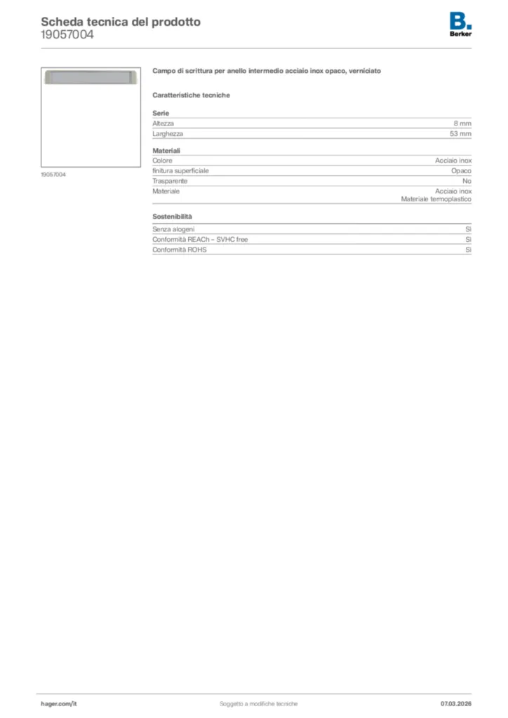 Immagine Berker Scheda tecnica del prodotto 19057004 | Hager Italia