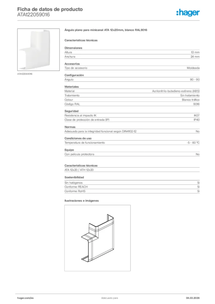 Imagen Hager Ficha de datos de producto ATA122059016 | Hager España
