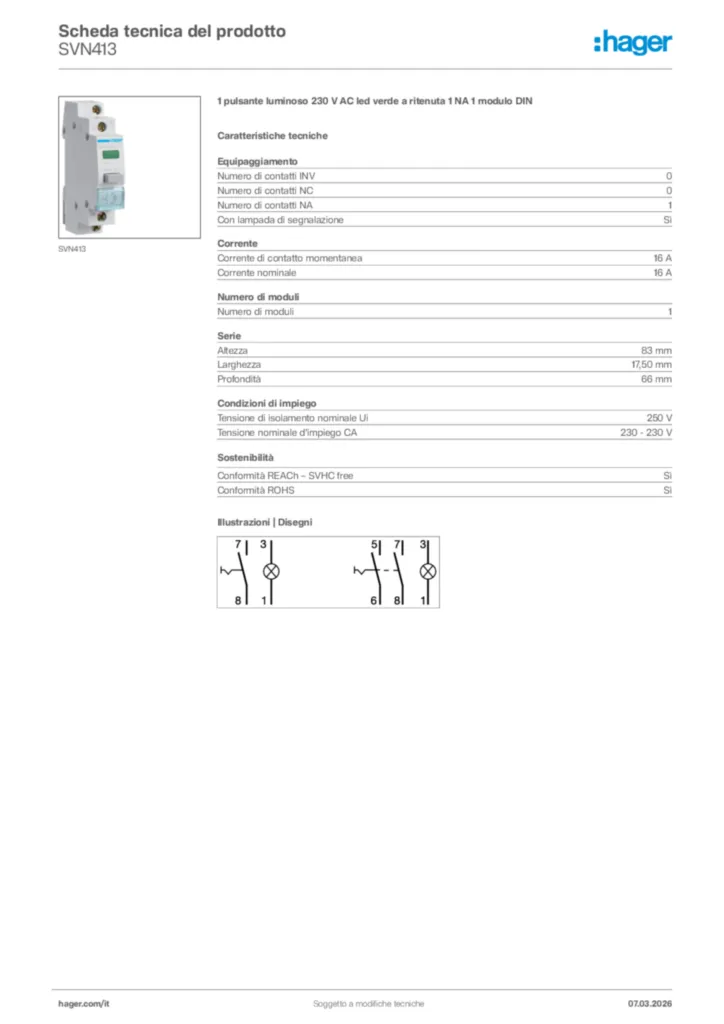 Immagine Hager Scheda tecnica del prodotto SVN413 | Hager Italia