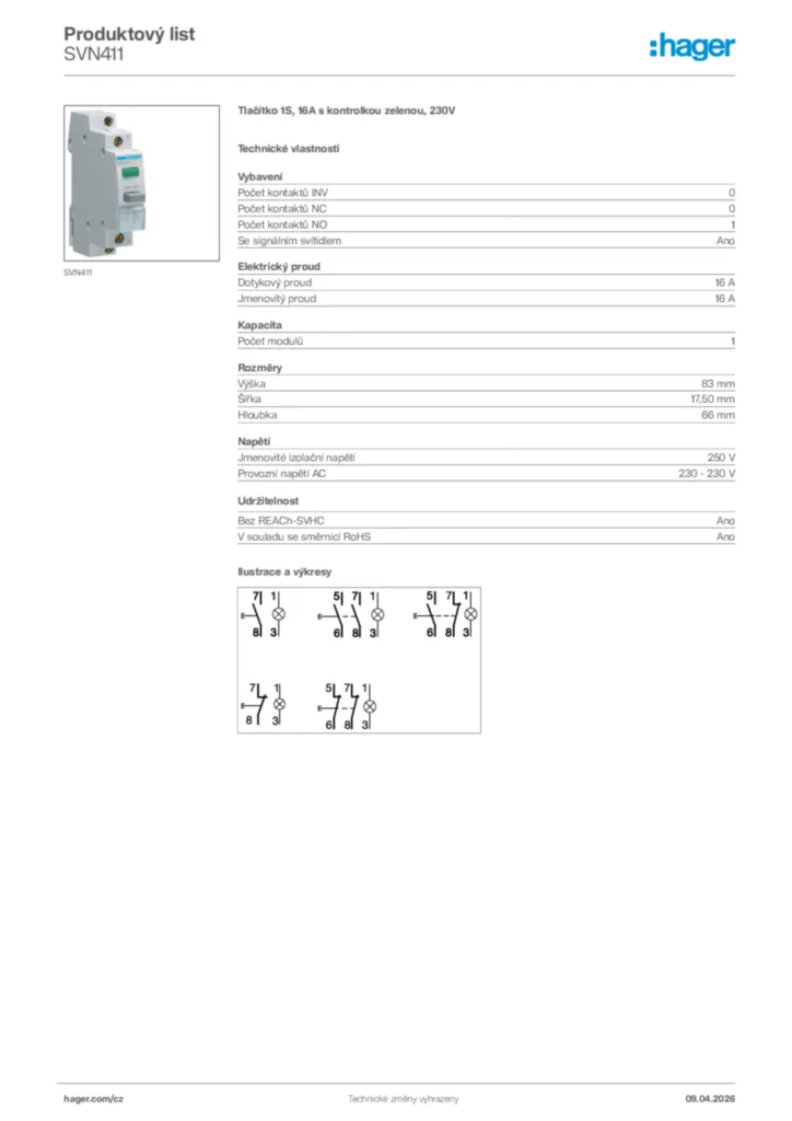 Obrázek Hager Product data sheet SVN411 | Hager
