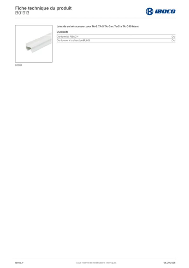 Image Iboco Fiche technique du produit B01913 | Hager France