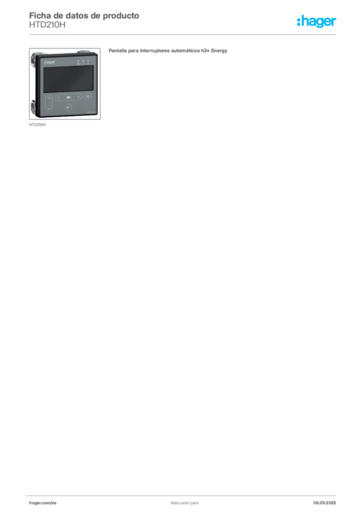 Imagen Hager Ficha de datos de producto HTD210H | Hager España