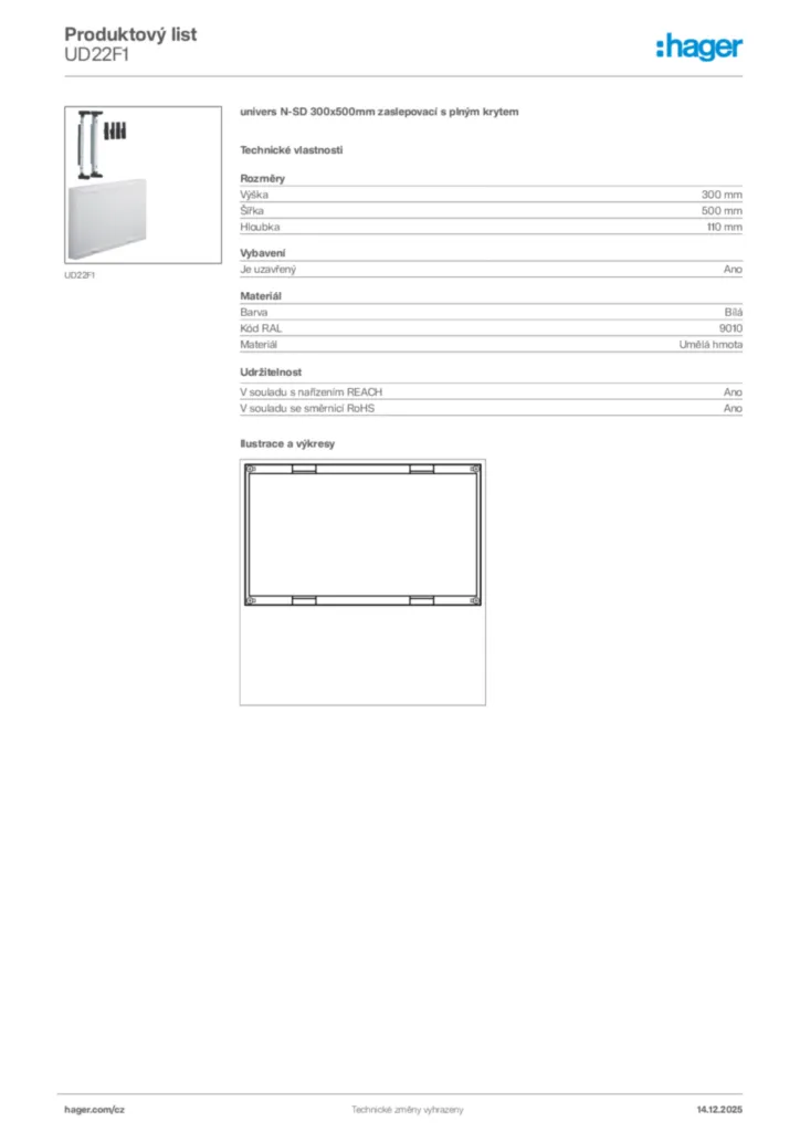 Obrázek Hager Produktový list UD22F1 | Hager