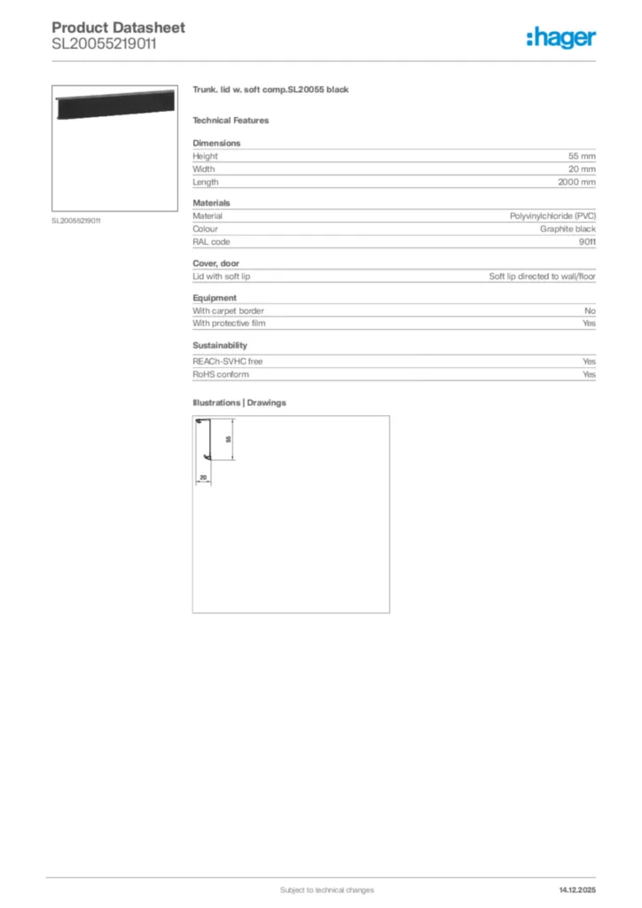 Image Hager Product data sheet SL20055219011  | Hager Africa