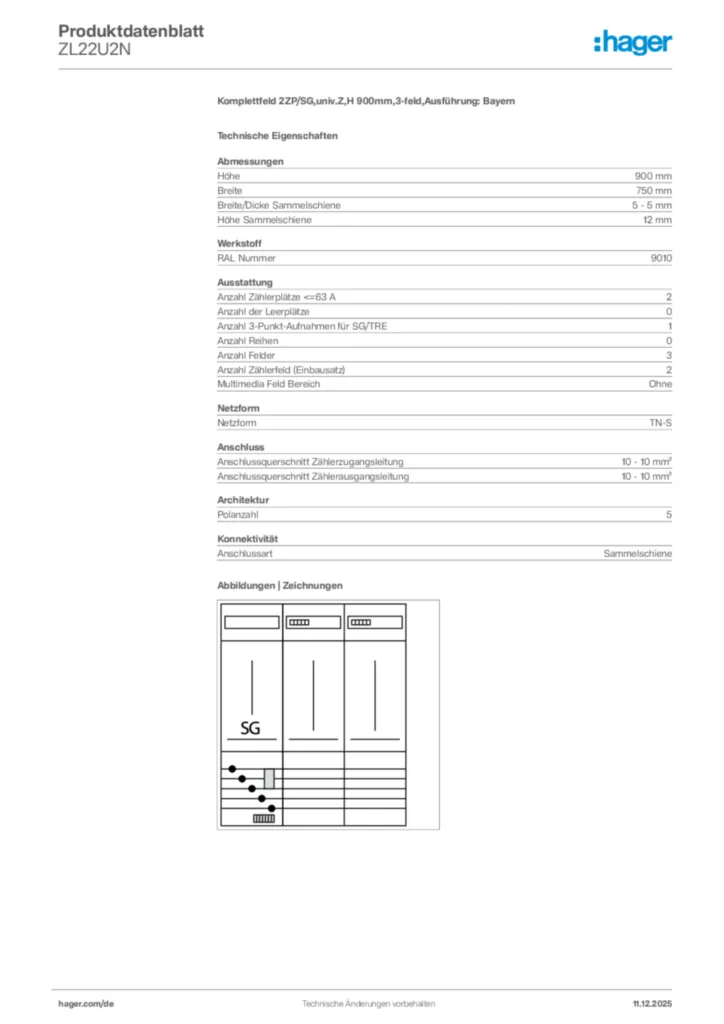 Bild Hager Produktdatenblatt ZL22U2N | Hager Deutschland