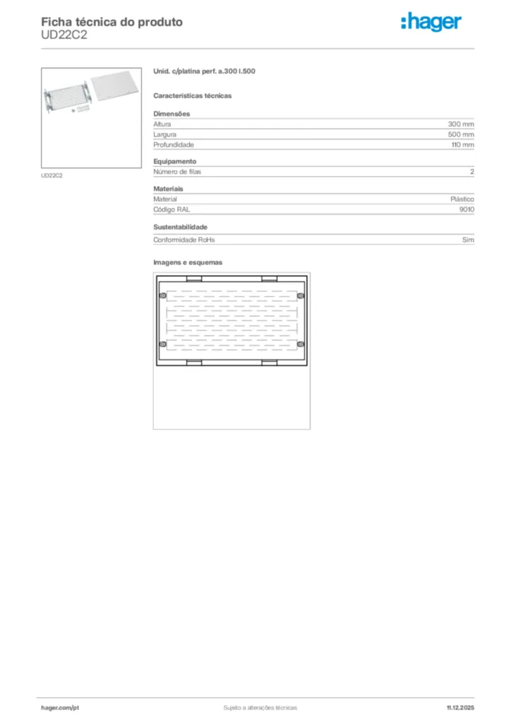Imagem Hager Ficha técnica do produto UD22C2 | Hager Portugal