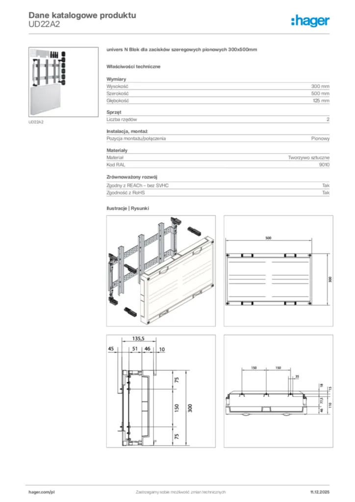 Zdjęcie Hager Dane katalogowe produktu UD22A2 | Hager Polska