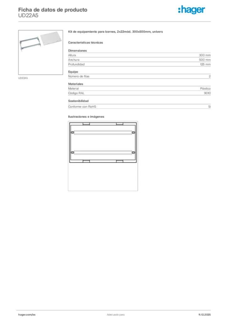 Imagen Hager Ficha de datos de producto UD22A5 | Hager España