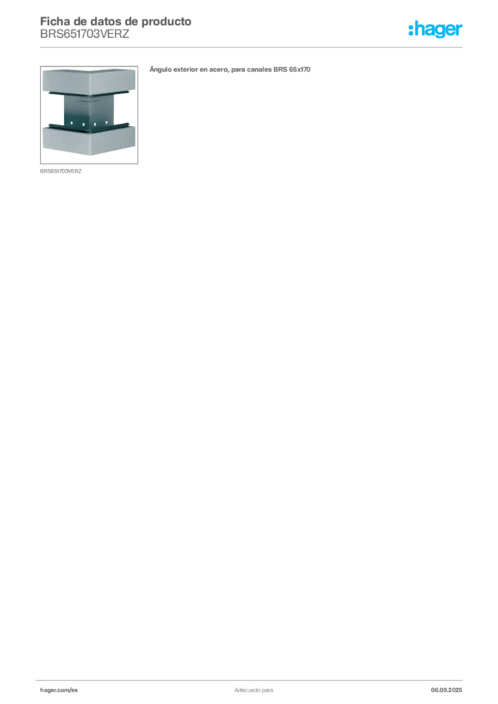 Imagen Hager Ficha de datos de producto BRS651703VERZ | Hager España