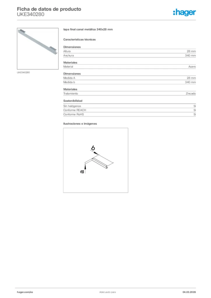 Imagen Hager Ficha de datos de producto UKE340280 | Hager España