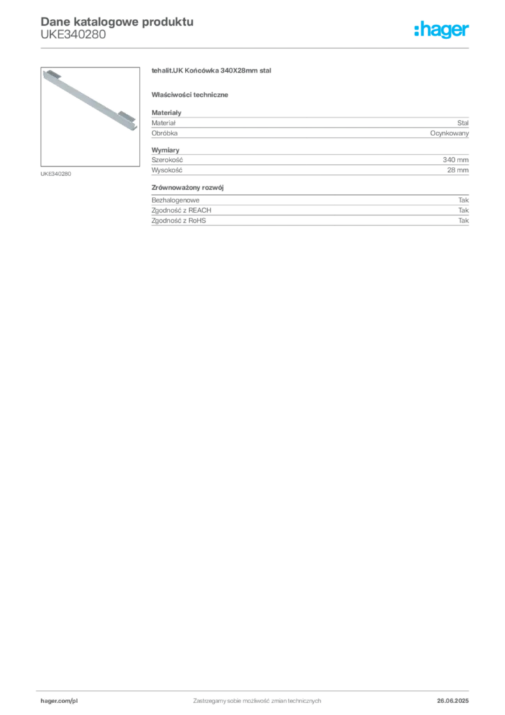 Zdjęcie Hager Dane katalogowe produktu UKE340280 | Hager Polska