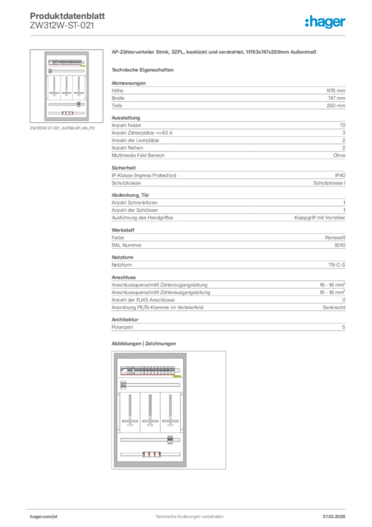 Bild Hager Produktdatenblatt ZW312W-ST-021 | Hager Deutschland