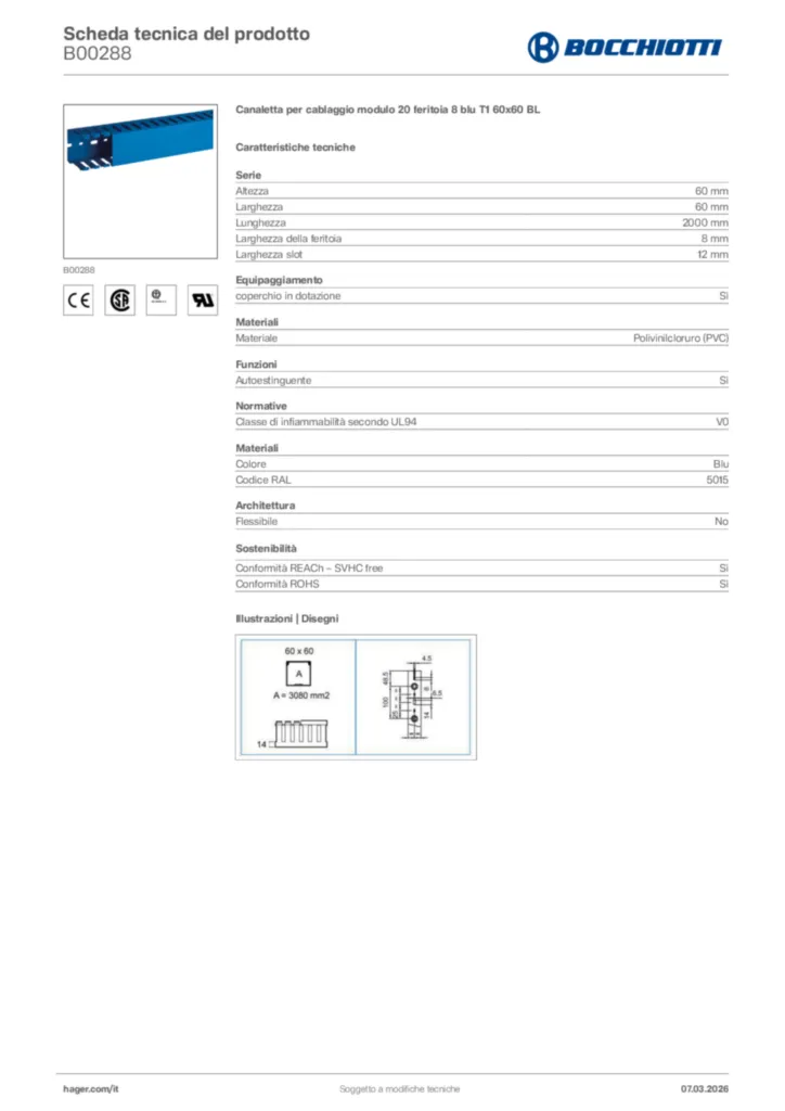 Immagine Bocchiotti Scheda tecnica del prodotto B00288 | Hager Italia