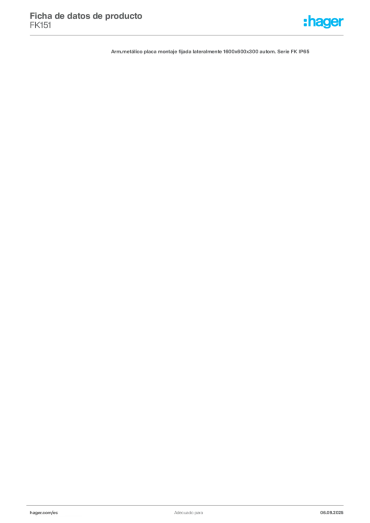 Imagen Hager Ficha de datos de producto FK151 | Hager España