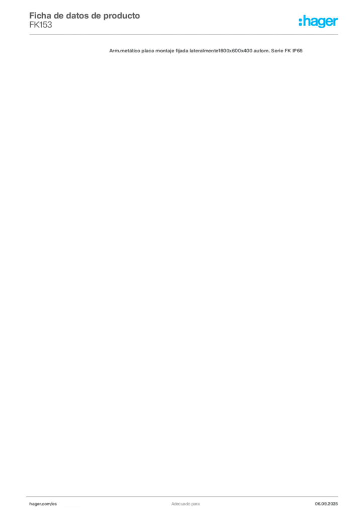 Imagen Hager Ficha de datos de producto FK153 | Hager España