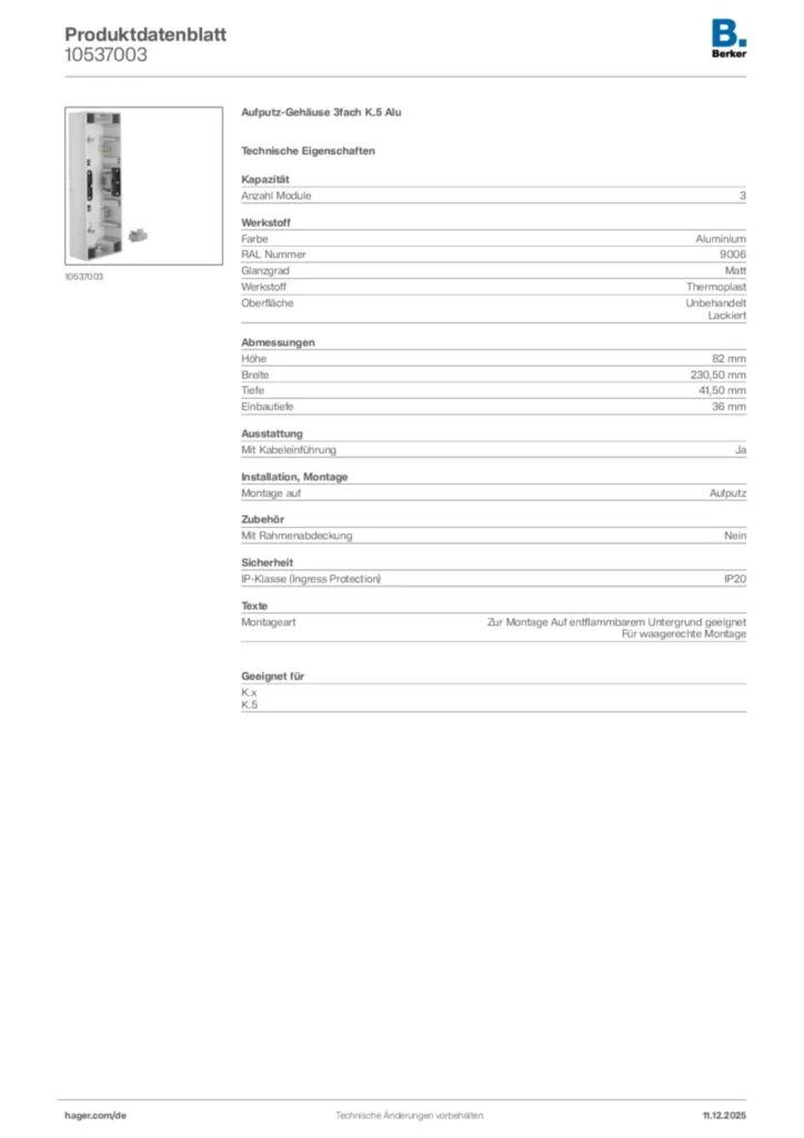 Berker Produktdatenblatt 10537003