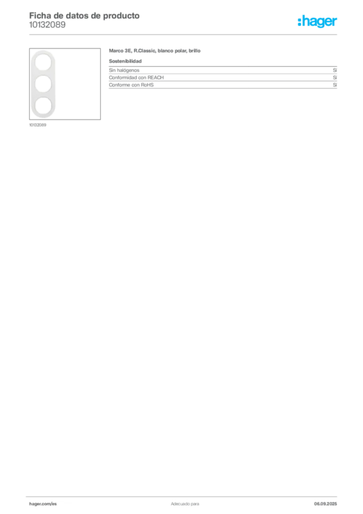 Imagen Hager Ficha de datos de producto 10132089 | Hager España