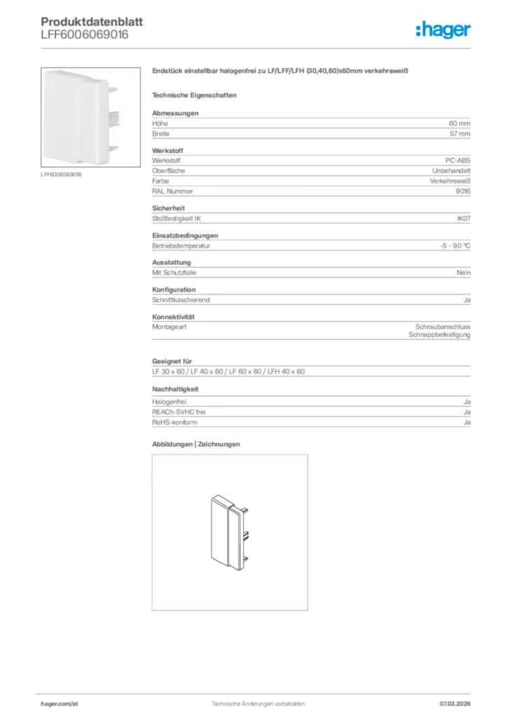 Bild Hager Produktdatenblatt LFF6006069016 | Hager Deutschland